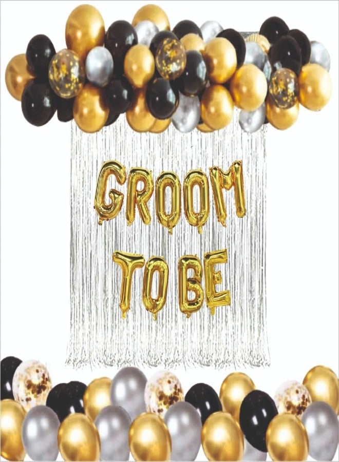 HK Balloons 57Pcs Groom To Be Decoration Item Set combo for Bachelor Wedding Party Decoration With Confetti Balloons Golden Silver White Themed for Men Wedding Groom To Be Decorations - Image 1
